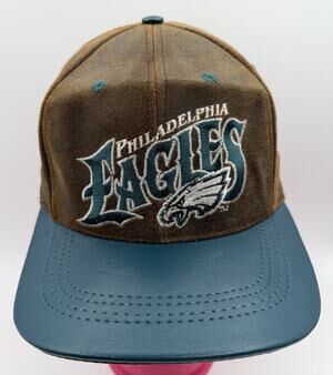 Vtg Philadelphia Eagles Leather SnapBack Hat 90’s Modern NFL USA